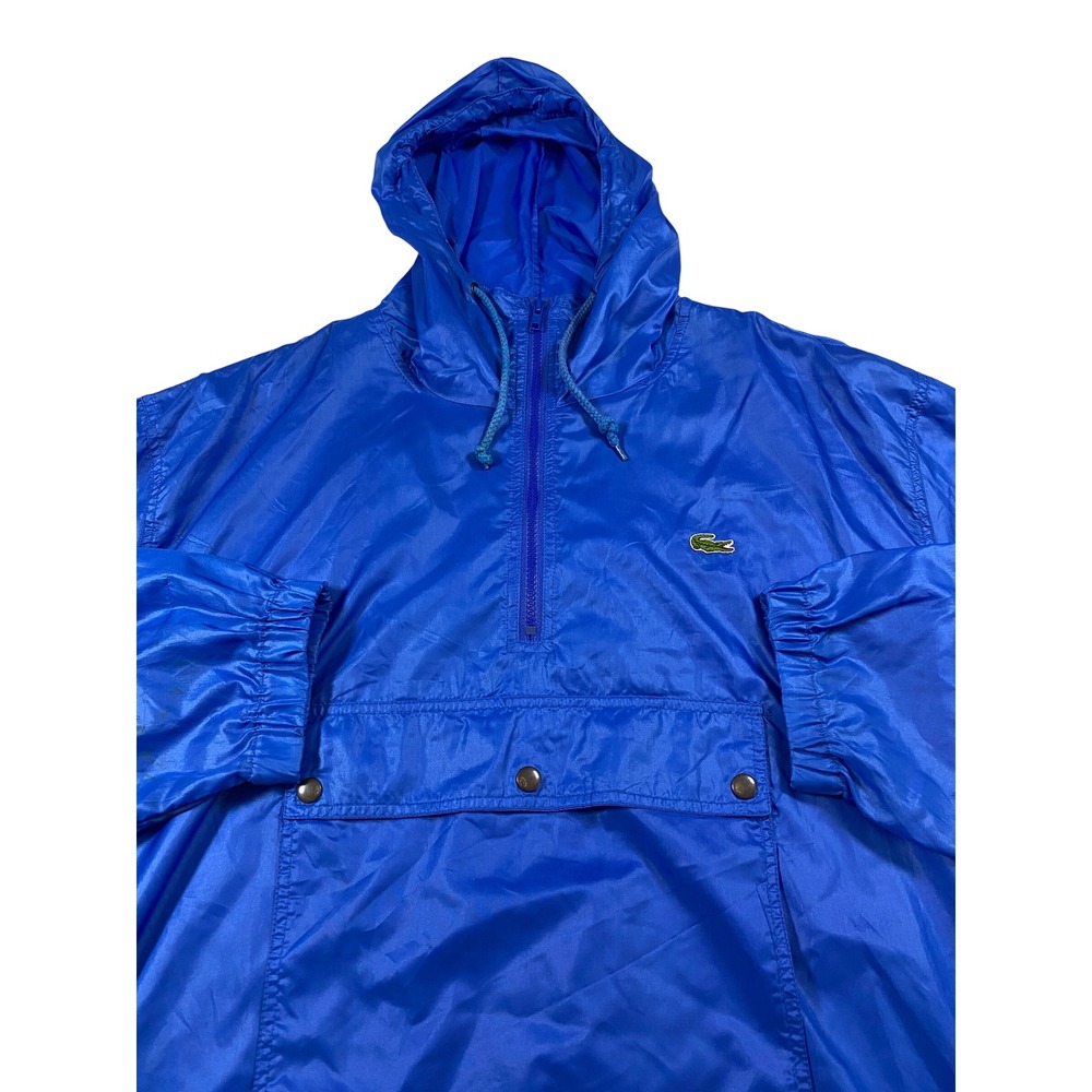 Vintage Izod Lacoste Anorak Windbreaker Jacket Royal Blue XL Half Zip Hooded